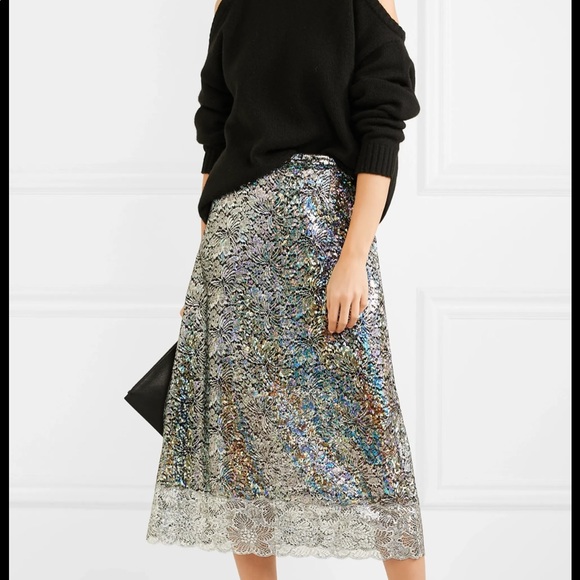 HOST PICK 1/8 💗Christopher Kane Silver Lace Skirt - Picture 1 of 5